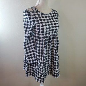 FabKIDS Girls Black White Houndstooth Cut Out Shoulder Skater Dress